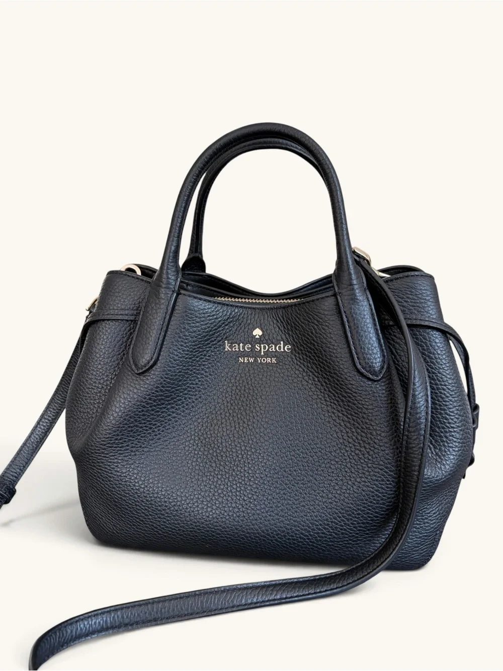 kate spade Black Dumpling Leather Satchel with Detachable Crossbody Strap